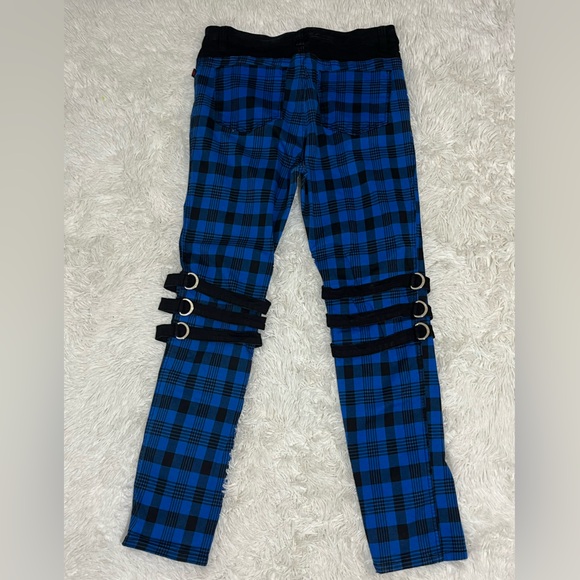 ROYAL BONES BY TRIPP NYC Blue Plaid Buckle Zipper Pants Skinny Bondage Straps 15 - Picture 5 of 8